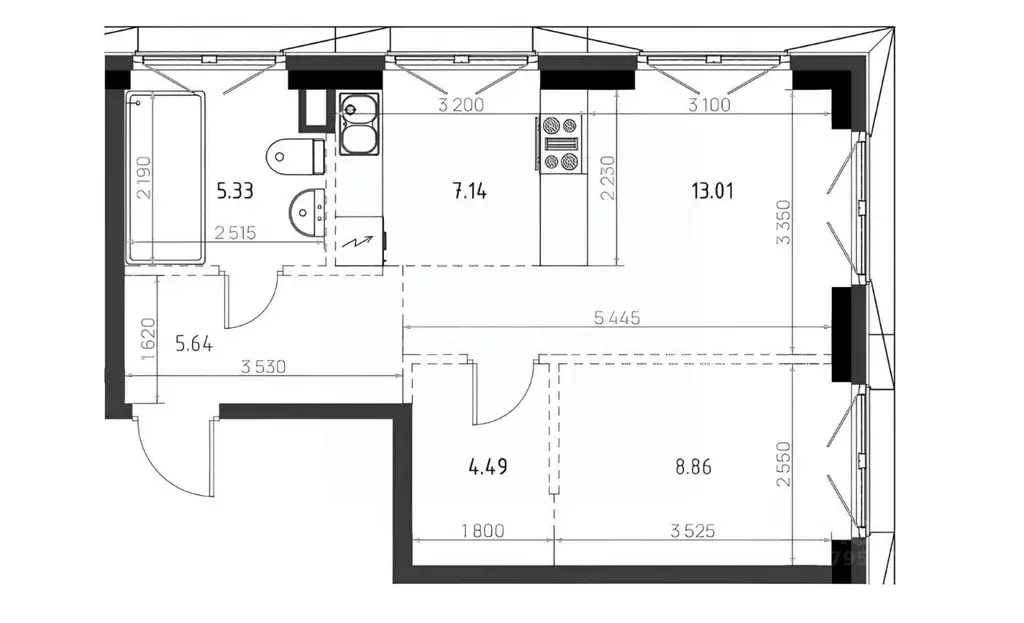 2-к кв. Татарстан, Казань ул. Аскара Шейх-Али, 1к1 (45.1 м) - Фото 2