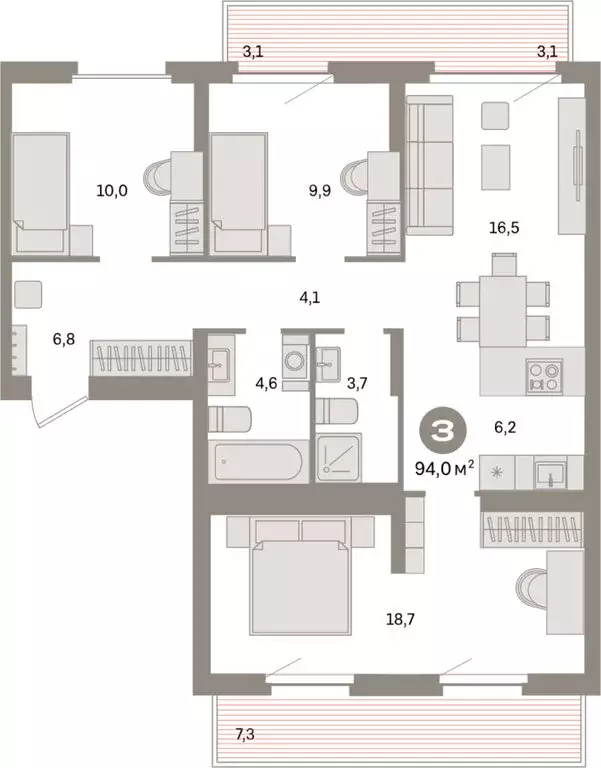 3-комнатная квартира: Екатеринбург, жилой район Сортировочный, ... - Фото 1