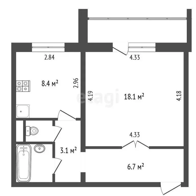 1-комнатная квартира: Челябинск, улица Трашутина, 11 (40.2 м) - Фото 1