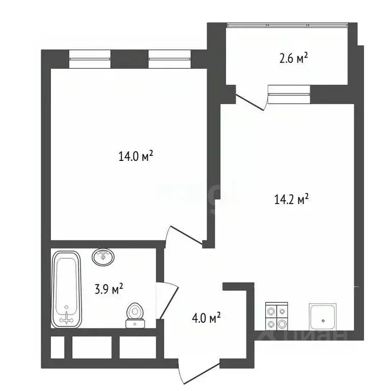 1-к кв. Тюменская область, Тюмень ул. Евгения Войнова, 3 (38.7 м) - Фото 1