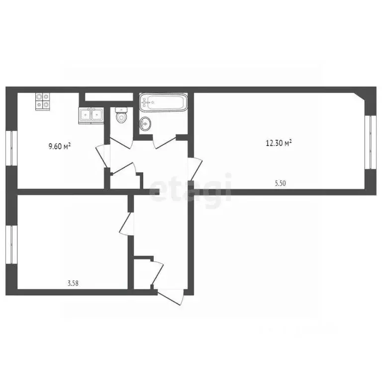 2-к кв. Ямало-Ненецкий АО, Муравленко ул. Ленина, 71 (51.7 м) - Фото 2