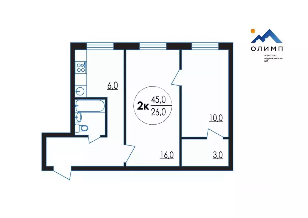 2-к кв. Ярославская область, Ярославль ул. Большие Полянки, 13к2 (45.0 ... - Фото 2