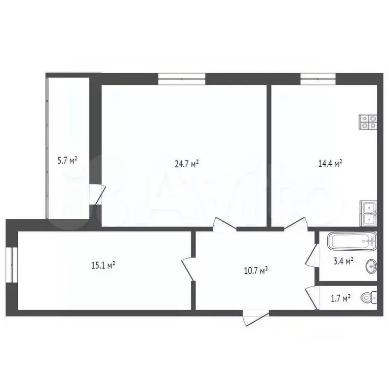 2-к. квартира, 70 м, 3/24 эт. - Фото 0
