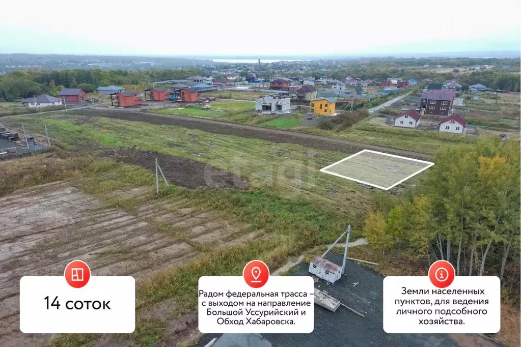 Участок в Хабаровский край, Хабаровский район, с. Краснореченское  ... - Фото 1