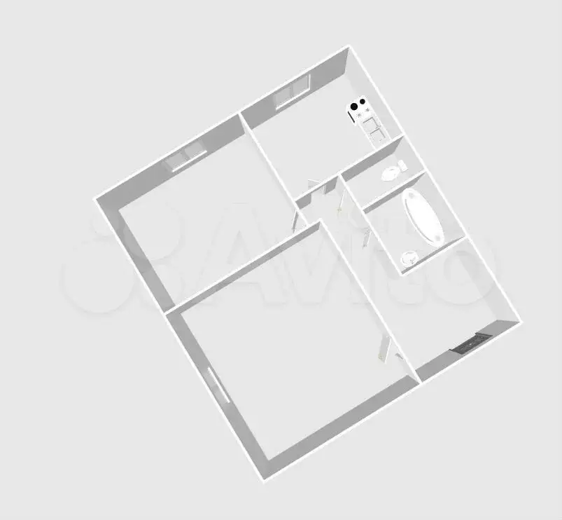 2-к. квартира, 44 м, 2/3 эт. - Фото 1