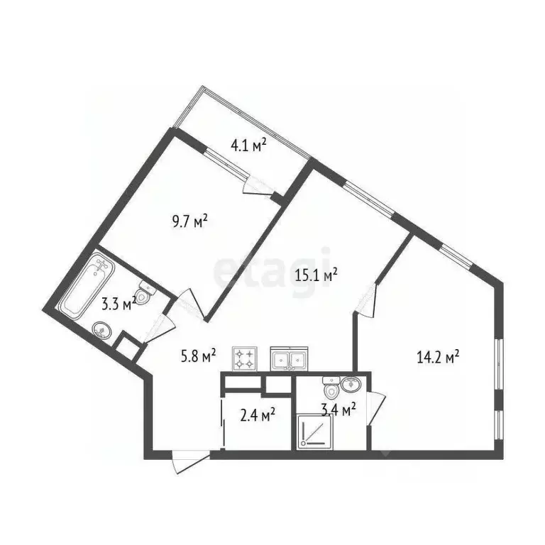 2-к кв. Санкт-Петербург Белоостровская ул., 7 (53.6 м) - Фото 1