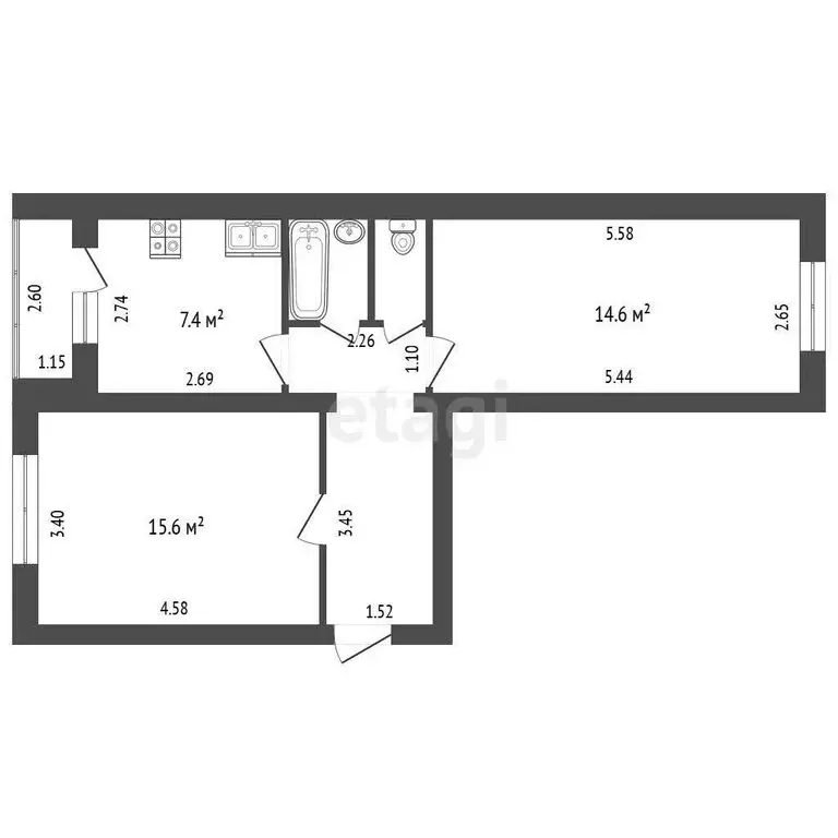 2-комнатная квартира: Абакан, улица Журавлёва, 8 (48.6 м) - Фото 0