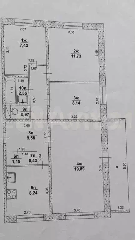 4-к. квартира, 73 м, 1/9 эт. - Фото 0