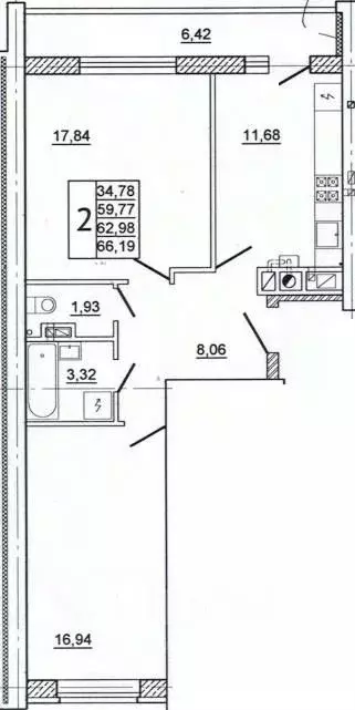 2-к кв. Смоленская область, Смоленск ул. Нахимова, 23А (66.2 м) - Фото 0