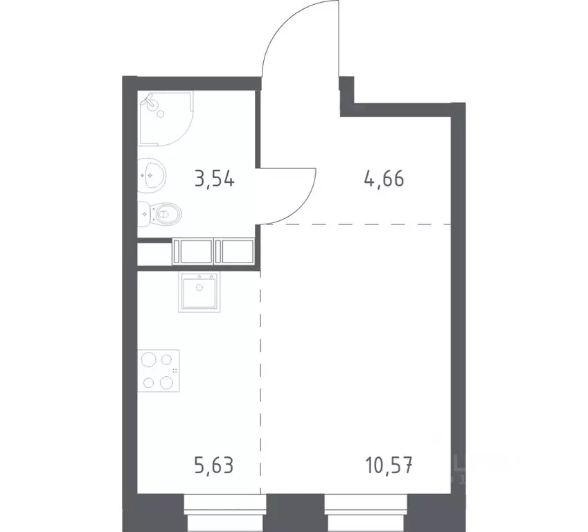 Студия Москва д. Столбово, Эко Бунино жилой комплекс, 13 (24.4 м) - Фото 0