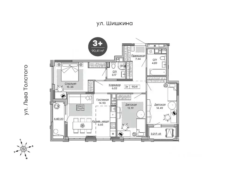 3-к кв. Удмуртия, Ижевск ул. Шишкина, 28 (89.8 м) - Фото 0