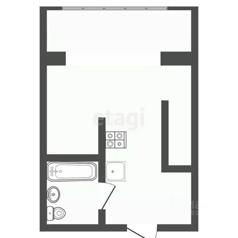 Студия Тюменская область, Тюмень ул. Николая Ростовцева, 26к1 (29.3 м) - Фото 2