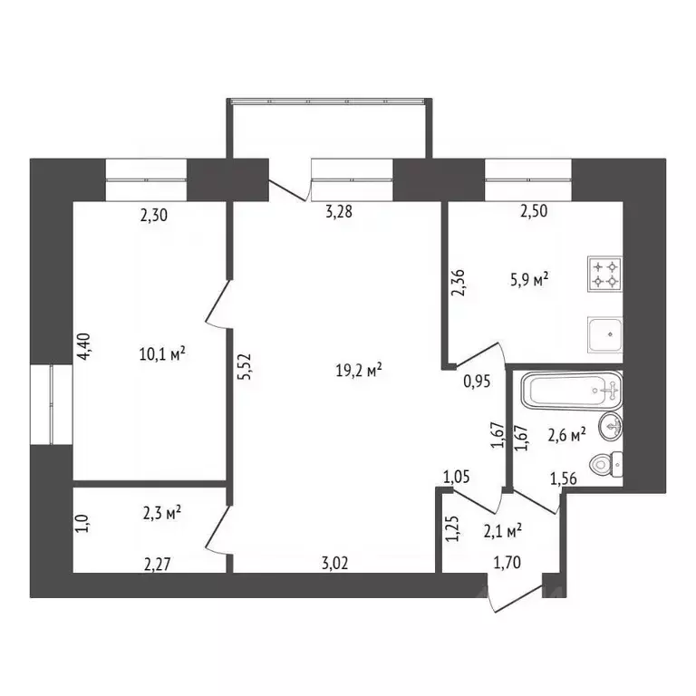 2-к кв. Башкортостан, Уфа ул. Пушкина, 35 (42.2 м) - Фото 1
