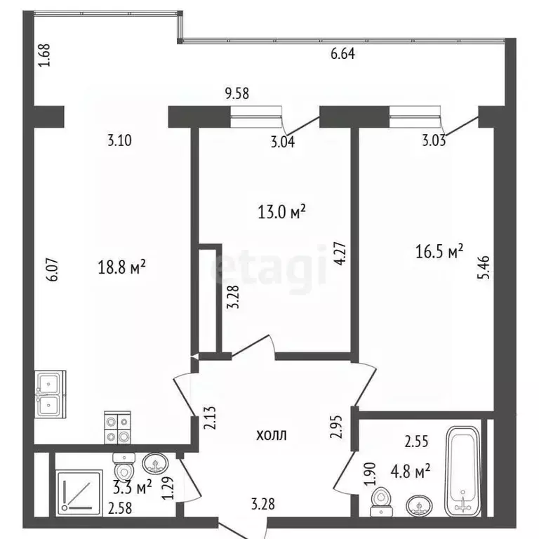 2-к кв. Самарская область, Самара Ново-Садовая ул., 271 (77.0 м) - Фото 2