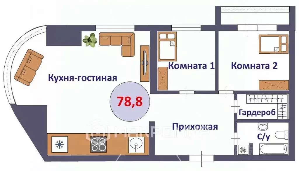 3-к кв. Кировская область, Киров Октябрьский проезд, 18 (78.8 м) - Фото 1