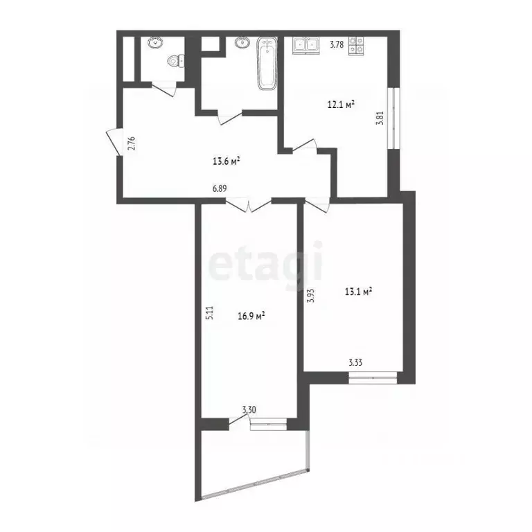 2-к кв. Москва ул. Брусилова, 27к1 (61.0 м) - Фото 2