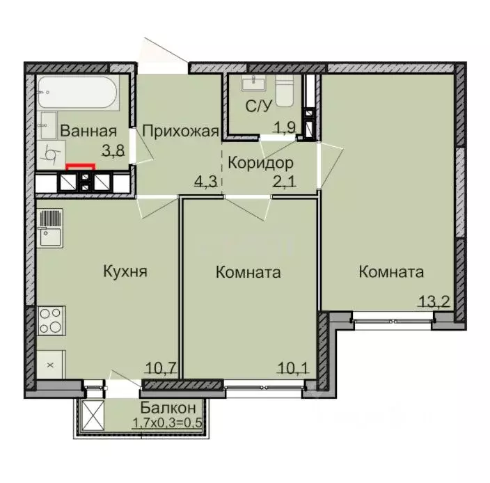 2-к кв. Удмуртия, Ижевск Строитель жилрайон, 5-й мкр, Нео жилой . - Фото 0