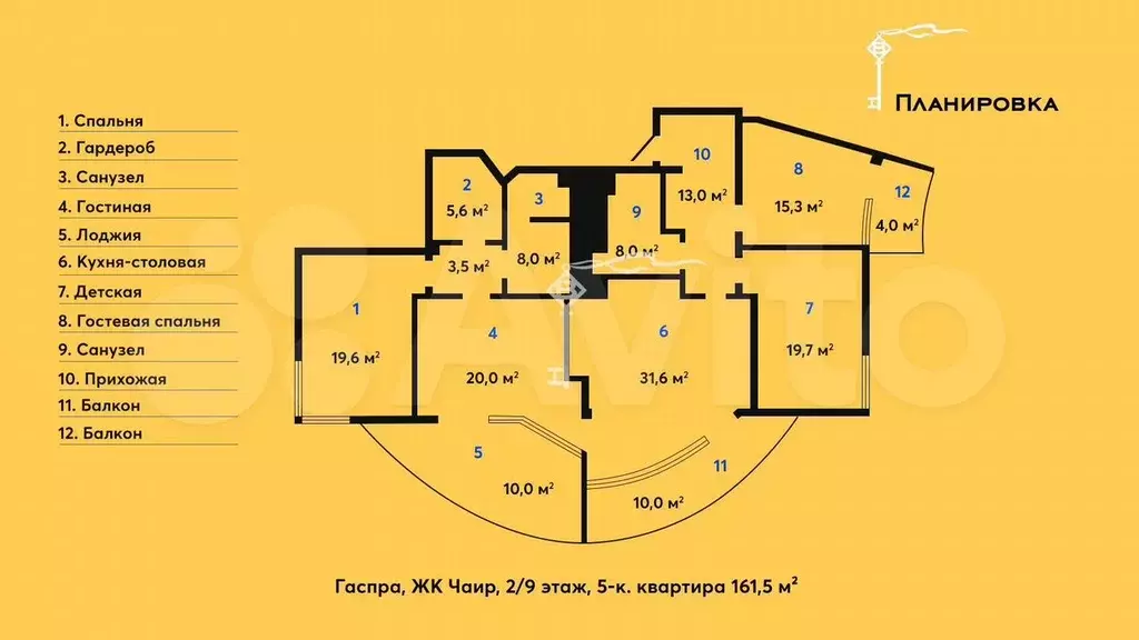 5-к. квартира, 161,5 м, 2/9 эт. - Фото 0