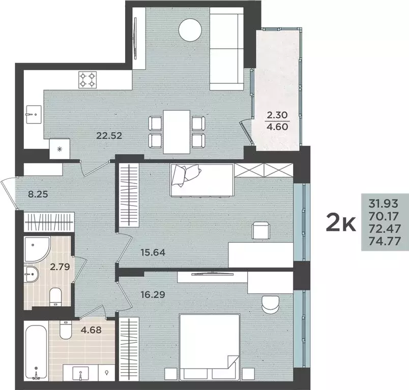 Квартира-студия: Калининград, Земельная улица, 30 (72.47 м) - Фото 1