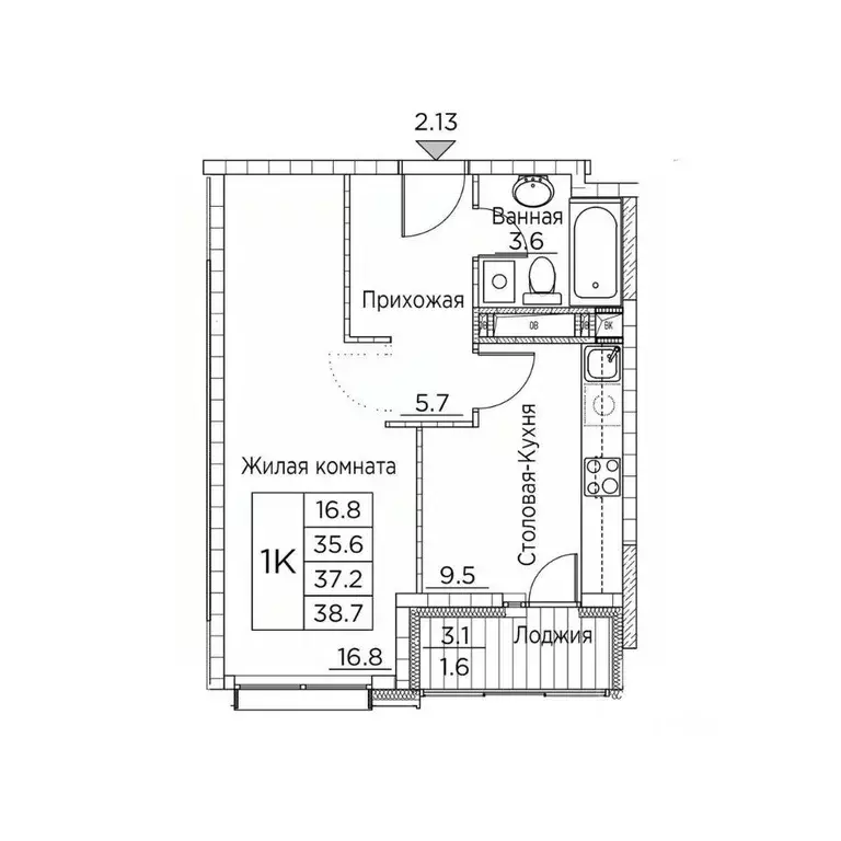 1-к кв. Приморский край, Владивосток ул. Расула Гамзатова, 7к2 (38.7 ... - Фото 1