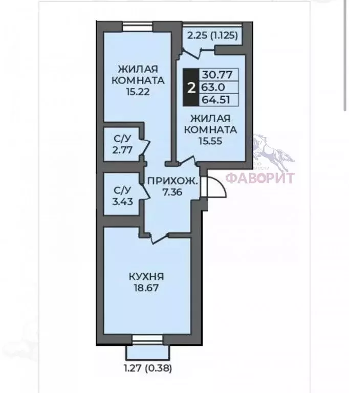 2-комнатная квартира: Оренбург, улица Ильи Глазунова, 8/1 (64.51 м) - Фото 0