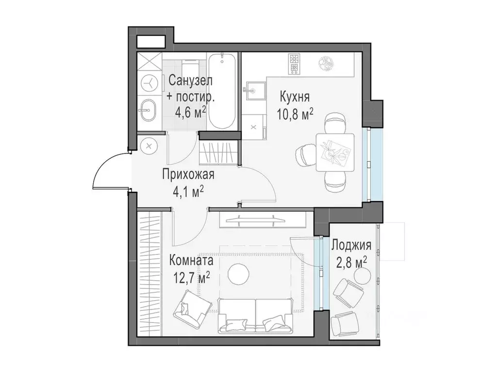 1-к кв. Московская область, Пушкино ул. Антона Ветчинова, 3к1 (33.66 ... - Фото 0