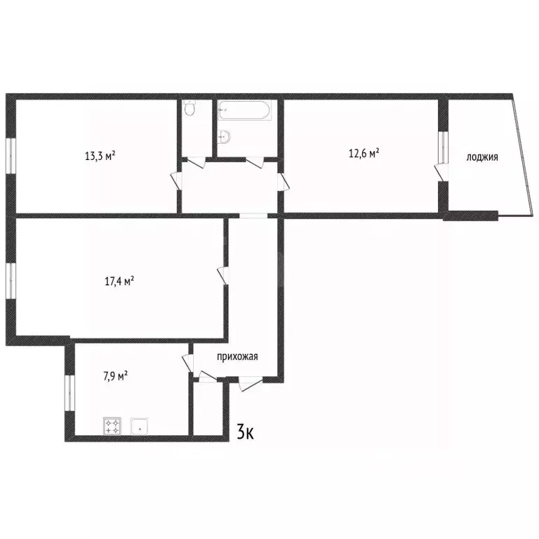 3-к кв. Тюменская область, Тюмень Широтная ул., 17 (66.0 м) - Фото 2