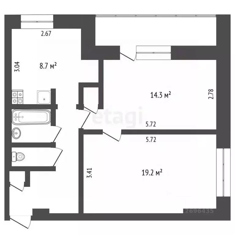 2-к кв. Москва Красногвардейский бул., 1 (54.3 м) - Фото 2