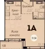 1-к. квартира, 31,5 м, 6/15 эт. - Фото 1