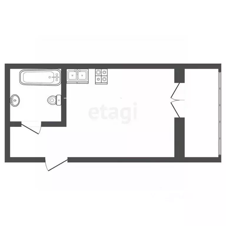 Студия Вологодская область, Вологда ул. Возрождения, 35к1 (32.4 м) - Фото 2