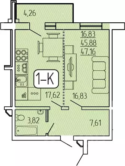 1-к кв. Бурятия, Улан-Удэ 140Б мкр,  (47.16 м) - Фото 1