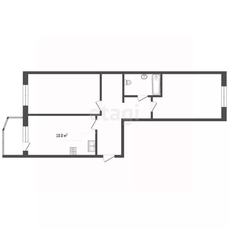 2-к кв. Ханты-Мансийский АО, Сургут ул. Крылова, 30 (67.9 м) - Фото 1
