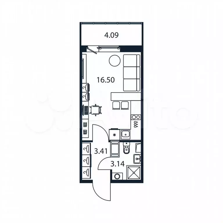 Квартира-студия, 24,3м, 4/12эт. - Фото 0