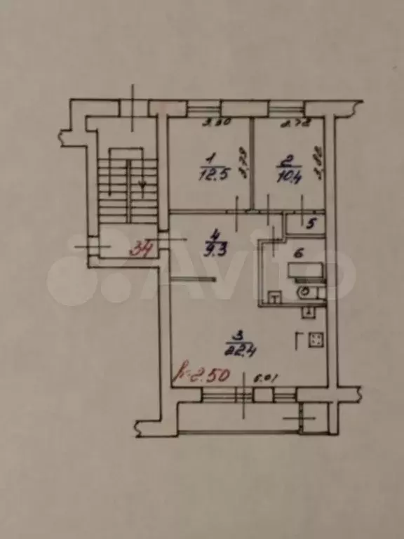 3-к. квартира, 61,8 м, 5/5 эт. - Фото 0