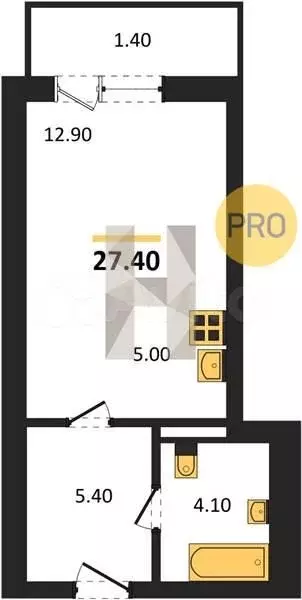 Квартира-студия, 28,8 м, 6/21 эт. - Фото 0