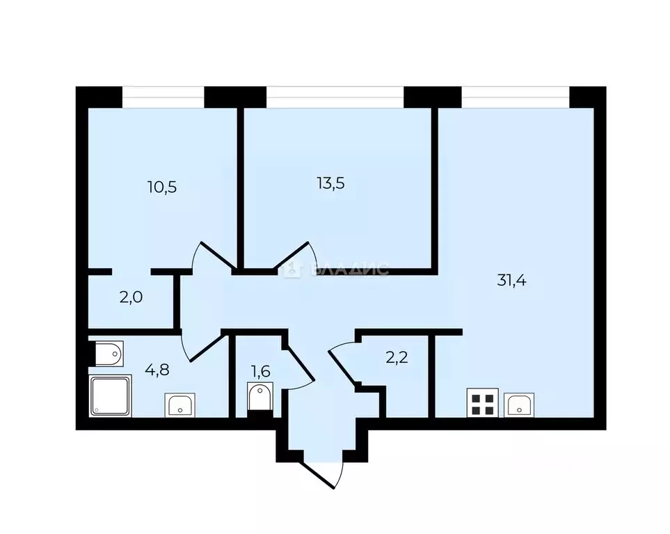 2-к кв. Москва Фестивальная ул., 15К4 (69.2 м) - Фото 1