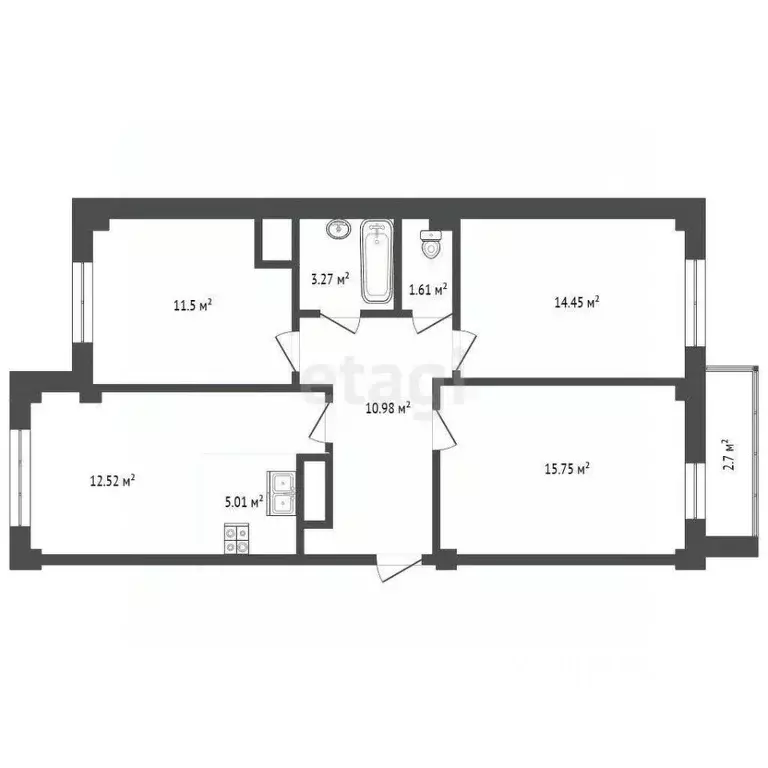 4-к кв. Архангельская область, Архангельск ул. Володарского, 81 (73.5 ... - Фото 2