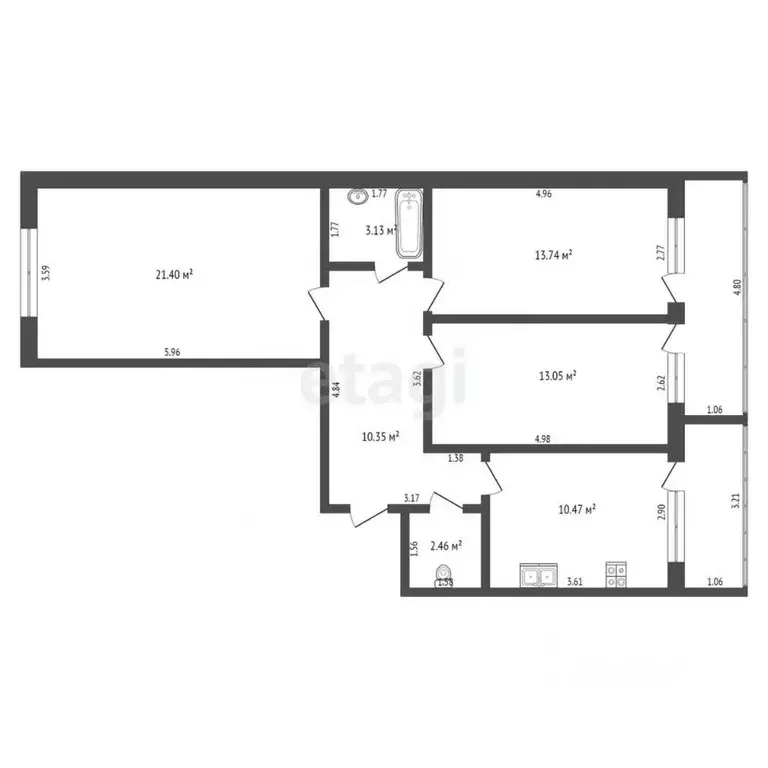 3-к кв. Ульяновская область, Ульяновск Кольцевая ул., 8А (77.8 м) - Фото 1