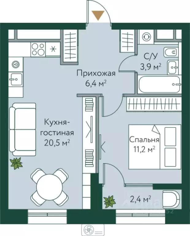 1-к кв. Волгоградская область, Волгоград Новосибирская ул., 74 (44.4 ... - Фото 1