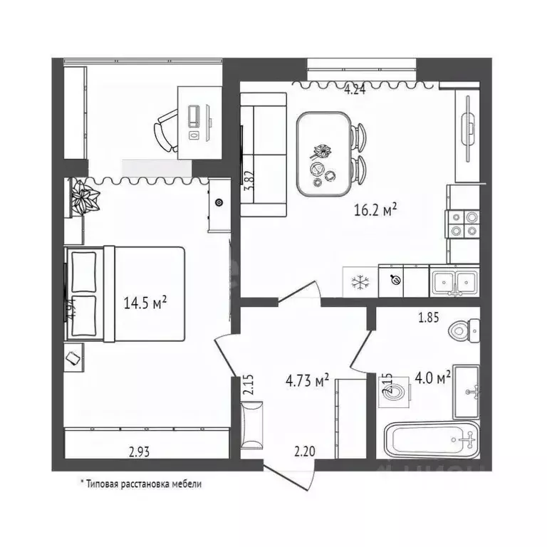 1-к кв. Тюменская область, Тюмень Харьковская ул., 66 (39.4 м) - Фото 0