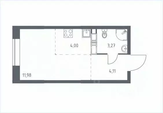 Студия Москва ул. Золотошвейная, 9 (23.4 м) - Фото 2