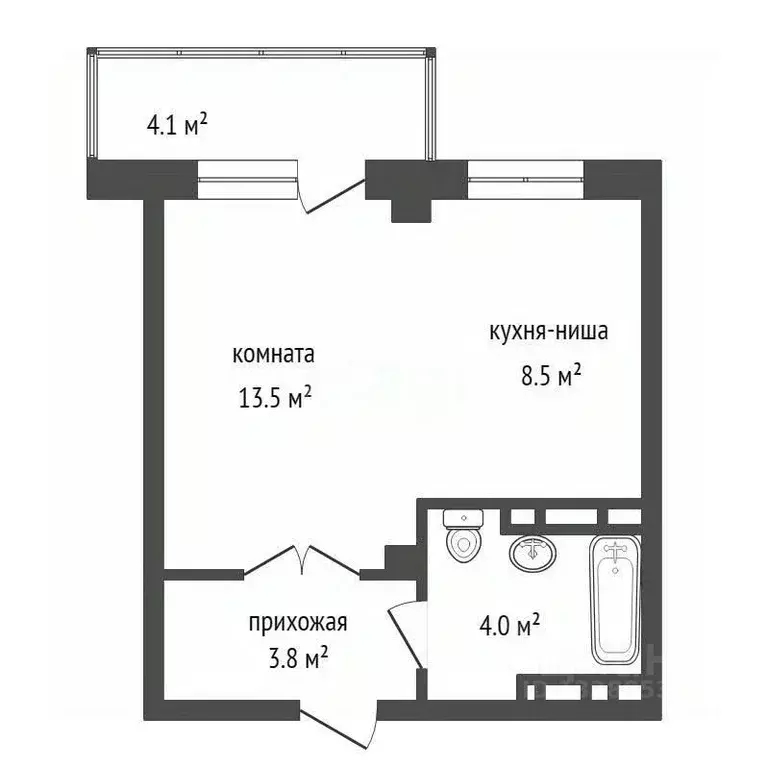 Студия Красноярский край, Красноярск Свердловская ул., 6К (29.8 м) - Фото 2