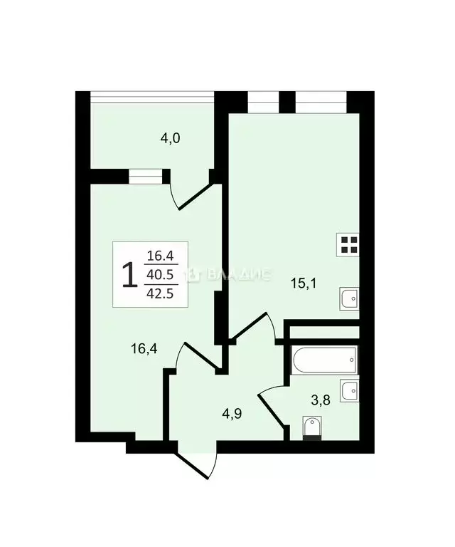 1-комнатная квартира: Ивантеевка, Заводская улица, 9А (46.5 м) - Фото 0