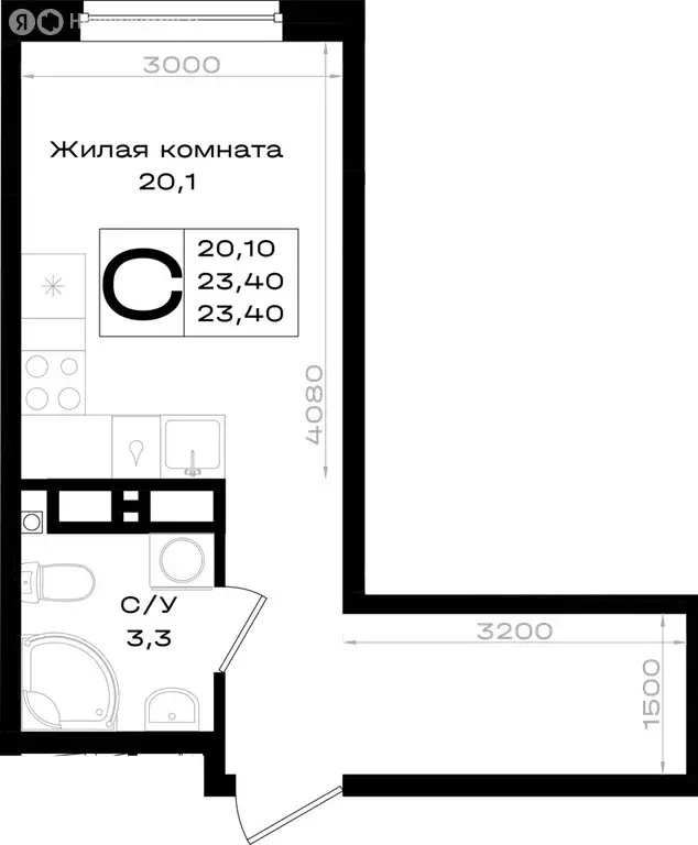 Квартира-студия: Аксай, Новый Аксай (23.4 м) - Фото 1