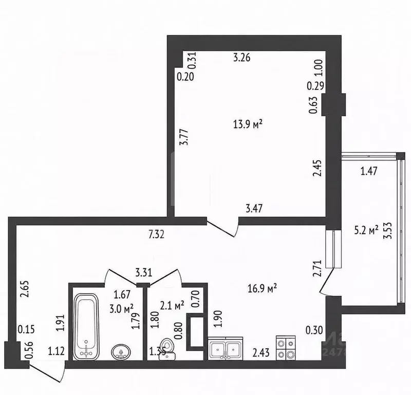 1-к кв. Санкт-Петербург Пулковское ш., 14с6 (41.1 м) - Фото 2