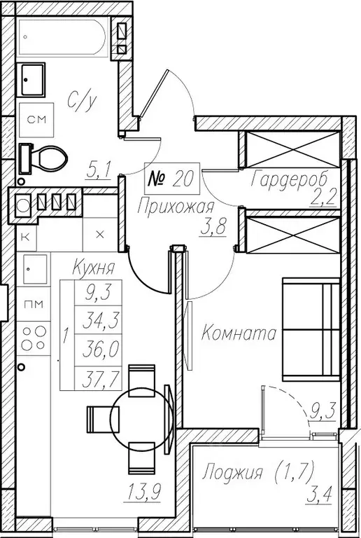 1-к кв. Калининградская область, Пионерский  (36.0 м) - Фото 1