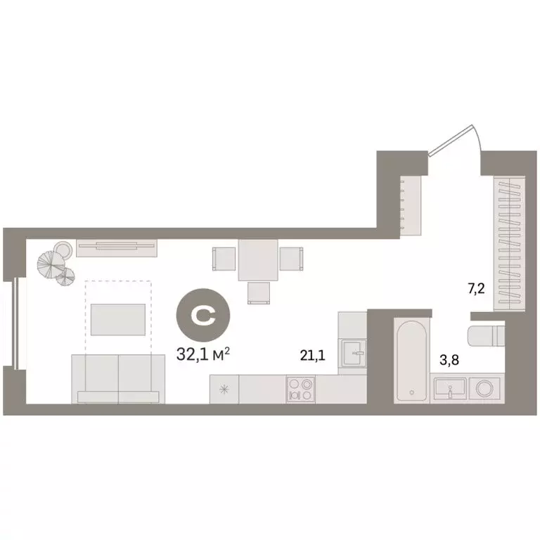 Квартира-студия: Екатеринбург, улица Советских Женщин (32.1 м) - Фото 1