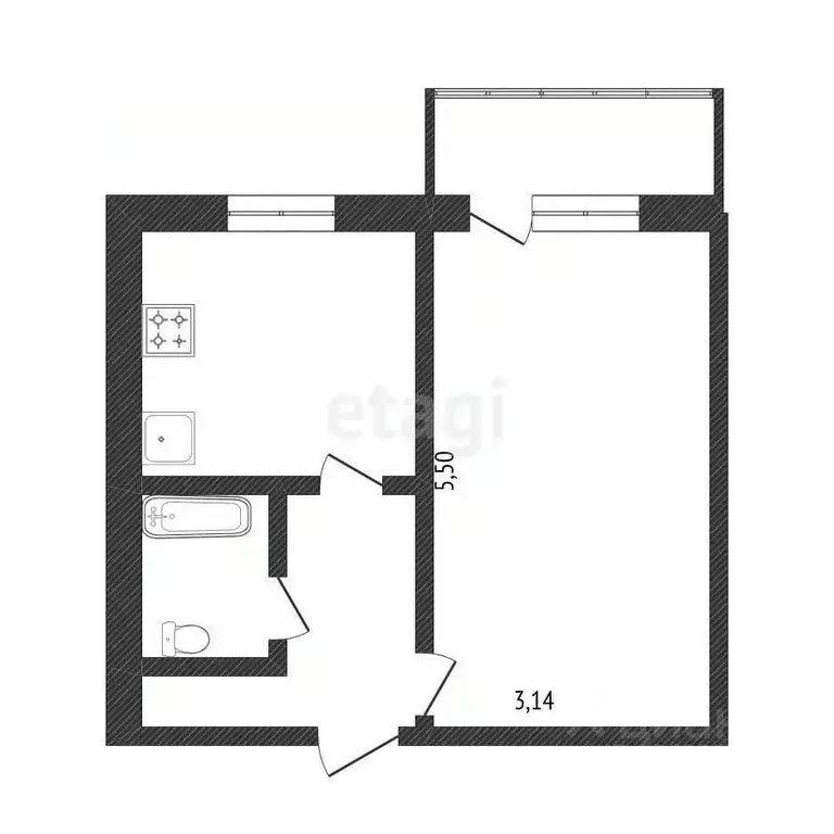 1-к кв. Белгородская область, Белгород Михайловское ш., 36 (32.0 м) - Фото 1