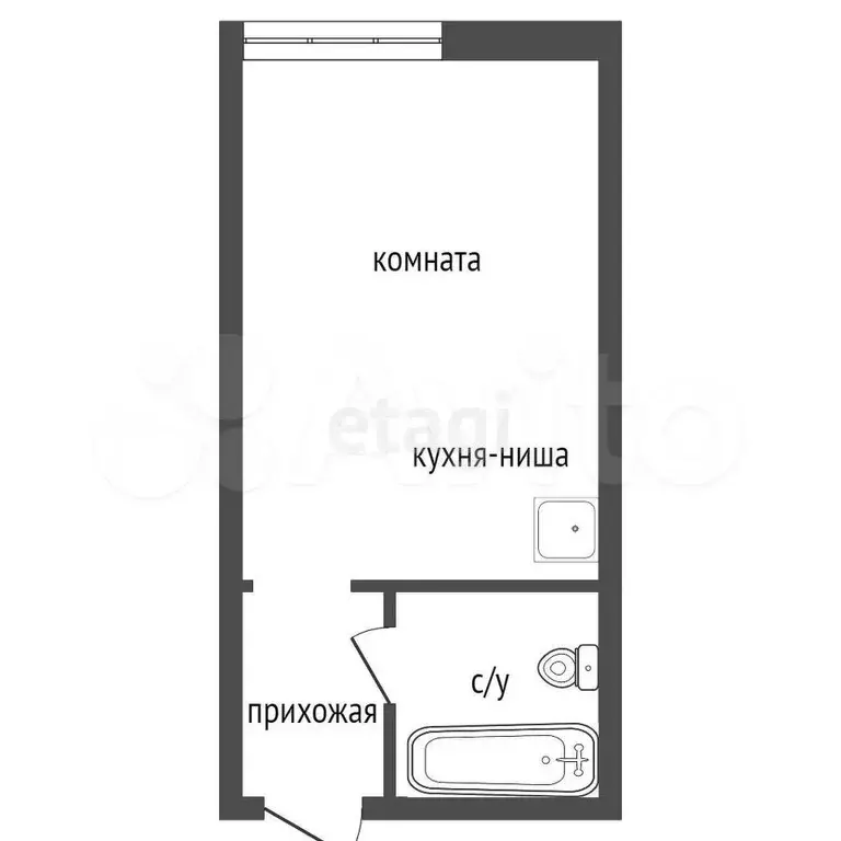 1-к. квартира, 13,3 м, 2/5 эт. - Фото 0