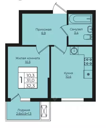 1-к кв. Краснодарский край, Краснодар Европа-Сити жилой комплекс, ... - Фото 1
